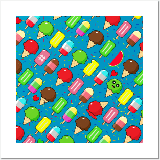 Crazy popsicles and Ice creams pattern Posters and Art